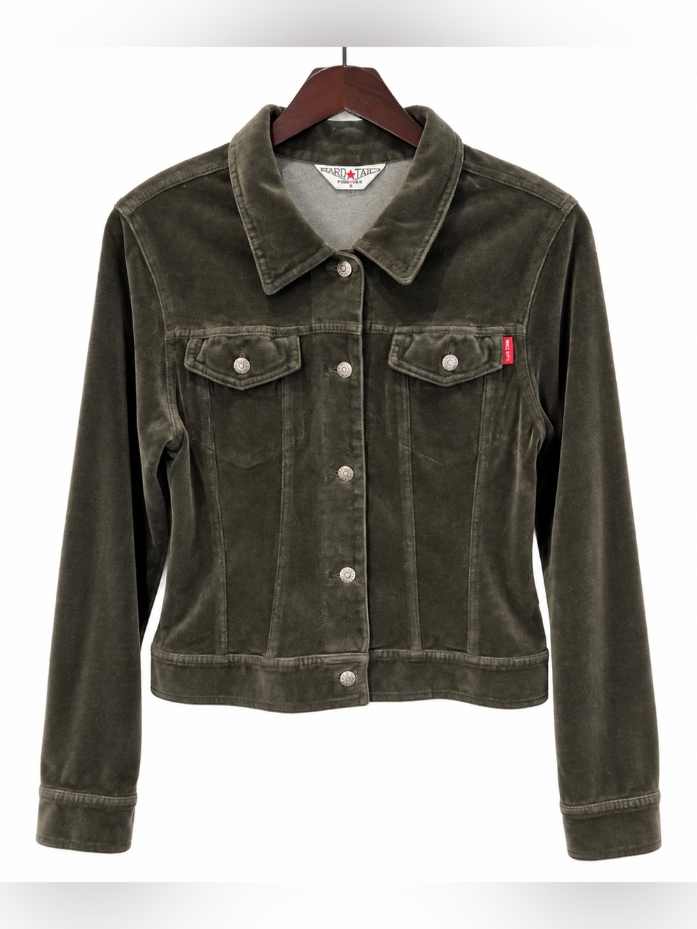 Hard Tail Olive Green Velour Outdoor Fall Jacket, Hike Jacket, Brisk Coat